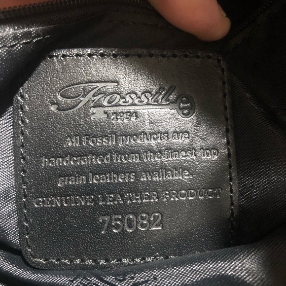 VINTAGE FOSSIL 1954 PEBBLED BLACK LEATHER SHOULDER BAG, #75082, LIKE NEW - Picture 9 of 11